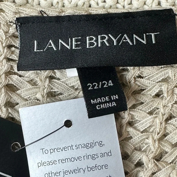 NWTs Lane Bryant Top Womens Plus 22/24 Beige Open Knit Tank Boho Casual Ladies - Picture 8 of 14